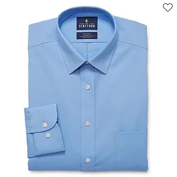 Stafford Advanced Mens Point Collar Long Sleeve Dress Shirt - Picture 1 of 2